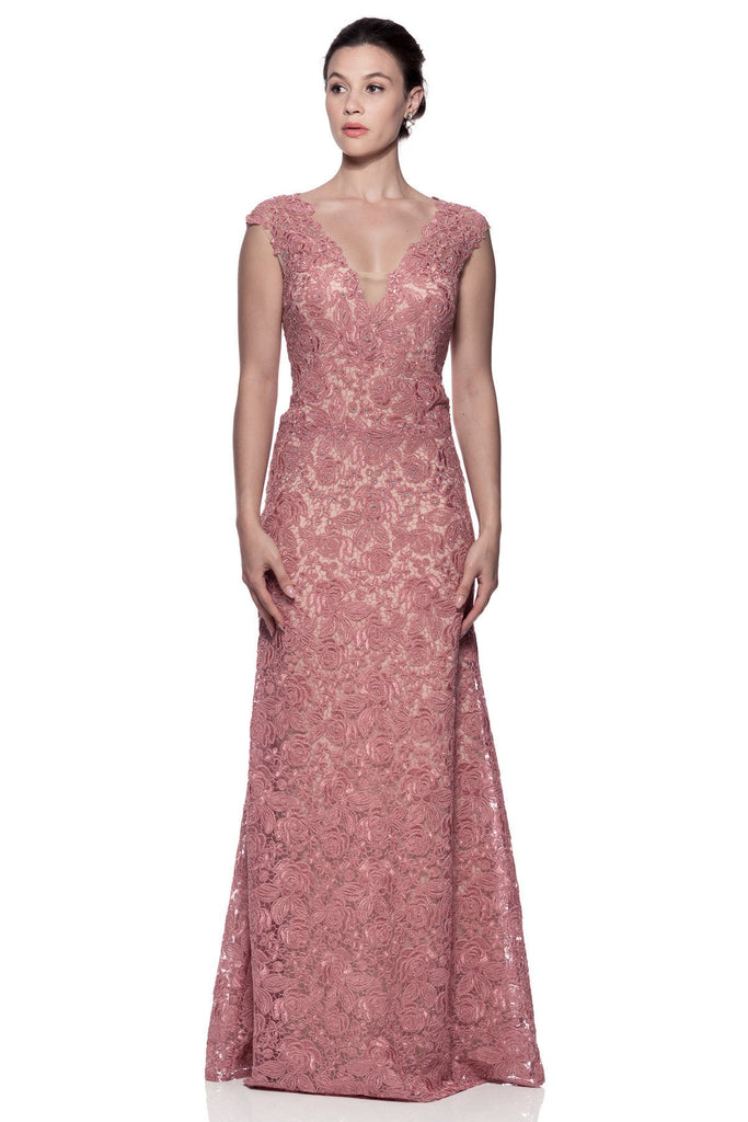 Mother Of The Bride Lace beaded satin chiffon Long Gown Dress.