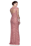 Mother Of The Bride Lace beaded satin chiffon Long Gown Dress.
