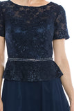 Mother Of The Bride Lace beaded satin chiffon Long Gown Dress.