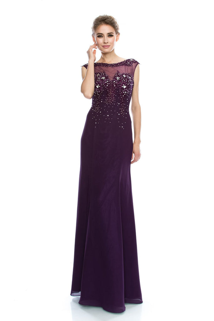 Mother Of The Bride Lace beaded satin chiffon Long Gown Dress.
