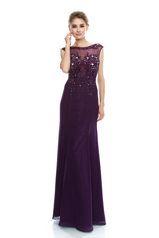 Mother Of The Bride Lace beaded satin chiffon Long Gown Dress.
