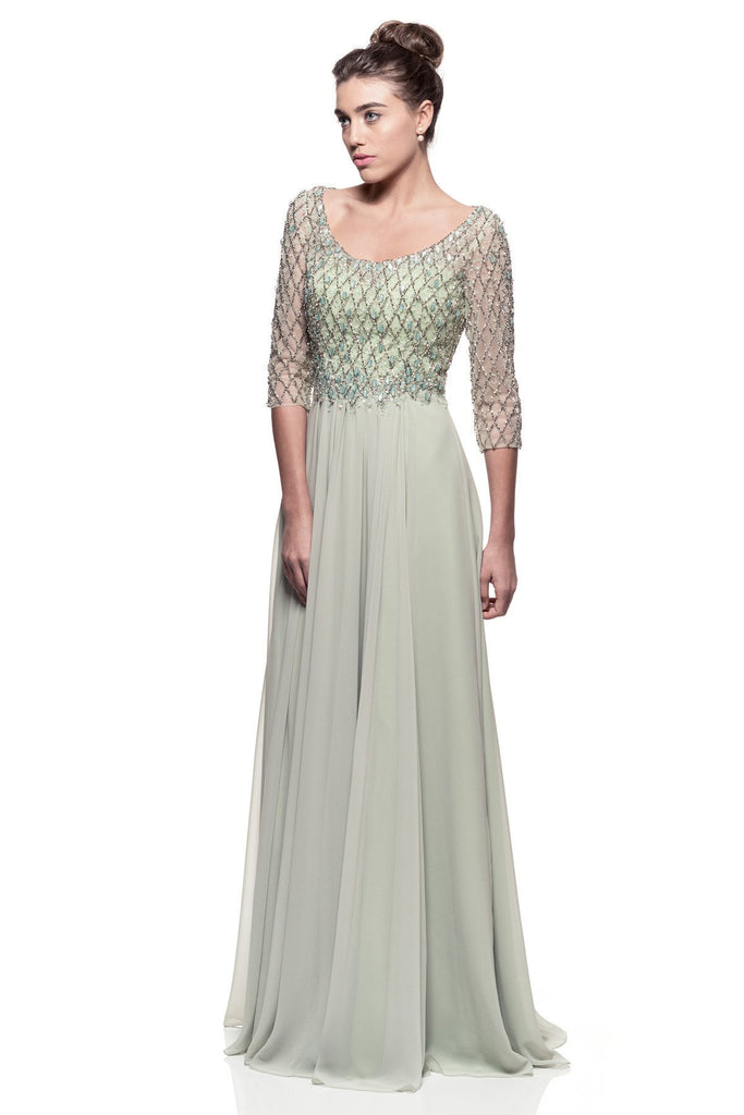 Mother Of The Bride Lace beaded satin chiffon Long Gown Dress.