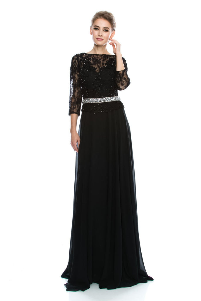 Mother Of The Bride Lace beaded satin chiffon Long Gown Dress.