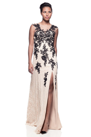 Mother Of The Bride Lace beaded satin chiffon Long Gown Dress.