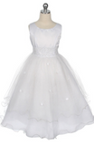 Flower girl communion lace beaded chiffon dresses