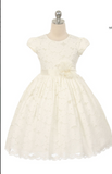 Flower girl communion lace beaded chiffon dresses
