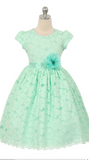 Flower girl communion lace beaded chiffon dresses