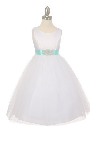 Flower girl communion lace beaded chiffon dresses
