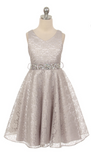 Flower girl communion lace beaded chiffon dresses