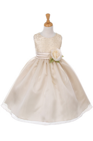 Flower girl communion lace beaded chiffon dresses