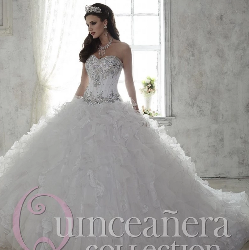 Beautiful quinceanera, sweet 16, engagement ball gown dress designed by House of Wu