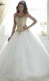 Beautiful quinceanera, sweet 16, engagement ball gown dress designed by House of Wu