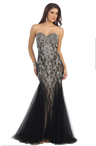 Prom Evenning Lace Jersey Beaded Dresses