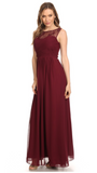 Chiffon lace sleeve long bridesmaid dress.