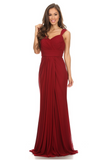 Chiffon lace sleeve long bridesmaid dress.