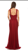 Chiffon lace sleeve long bridesmaid dress.