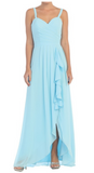 Chiffon lace sleeve long bridesmaid dress.