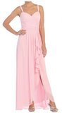 Chiffon lace sleeve long bridesmaid dress.
