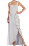 Chiffon lace sleeve long bridesmaid dress.