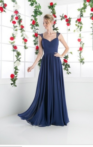 Chiffon lace sleeve long bridesmaid dress.