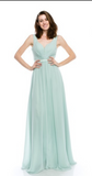 Chiffon lace sleeve long bridesmaid dress.