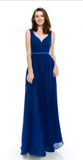 Chiffon lace sleeve long bridesmaid dress.