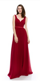 Chiffon lace sleeve long bridesmaid dress.