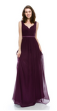 Chiffon lace sleeve long bridesmaid dress.