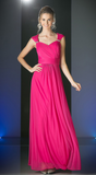 Chiffon lace sleeve long bridesmaid dress.