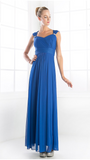 Chiffon lace sleeve long bridesmaid dress.
