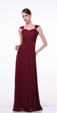 Chiffon lace sleeve long bridesmaid dress.
