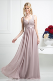 Chiffon lace sleeve long bridesmaid dress.