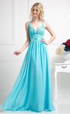 Chiffon lace sleeve long bridesmaid dress.