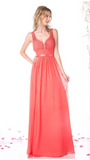 Chiffon lace sleeve long bridesmaid dress.