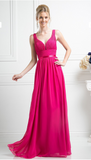 Chiffon lace sleeve long bridesmaid dress.