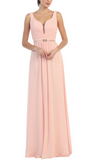 Chiffon lace sleeve long bridesmaid dress.