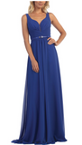Chiffon lace sleeve long bridesmaid dress.