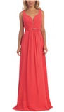 Chiffon lace sleeve long bridesmaid dress.