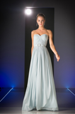 Chiffon lace sleeve long bridesmaid dress.