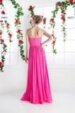 Chiffon lace sleeve long bridesmaid dress.