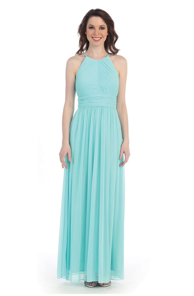 Chiffon lace sleeve long bridesmaid dress.