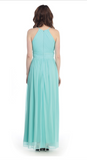 Chiffon lace sleeve long bridesmaid dress.