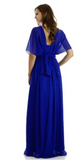 Chiffon lace sleeve long bridesmaid dress.