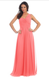 Chiffon lace sleeve long bridesmaid dress.