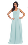 Chiffon lace sleeve long bridesmaid dress.