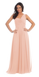 Chiffon lace sleeve long bridesmaid dress.
