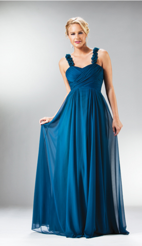 Chiffon lace sleeve long bridesmaid dress.