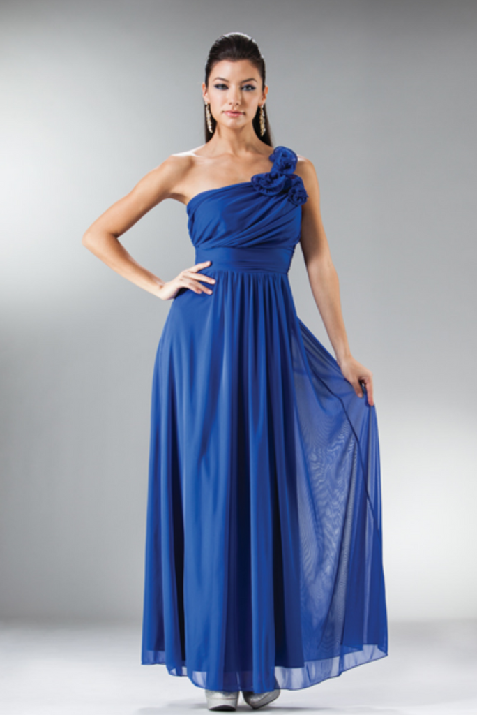 Chiffon lace sleeve long bridesmaid dress.