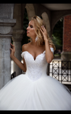 Lace  ivory princess ball gown lace A-Line wedding dress