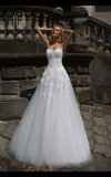 Lace tulle white ivory princess ball gow lace A-Line wedding dress